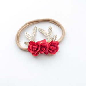 Floral Reindeer Headband or Clip (3 colours)